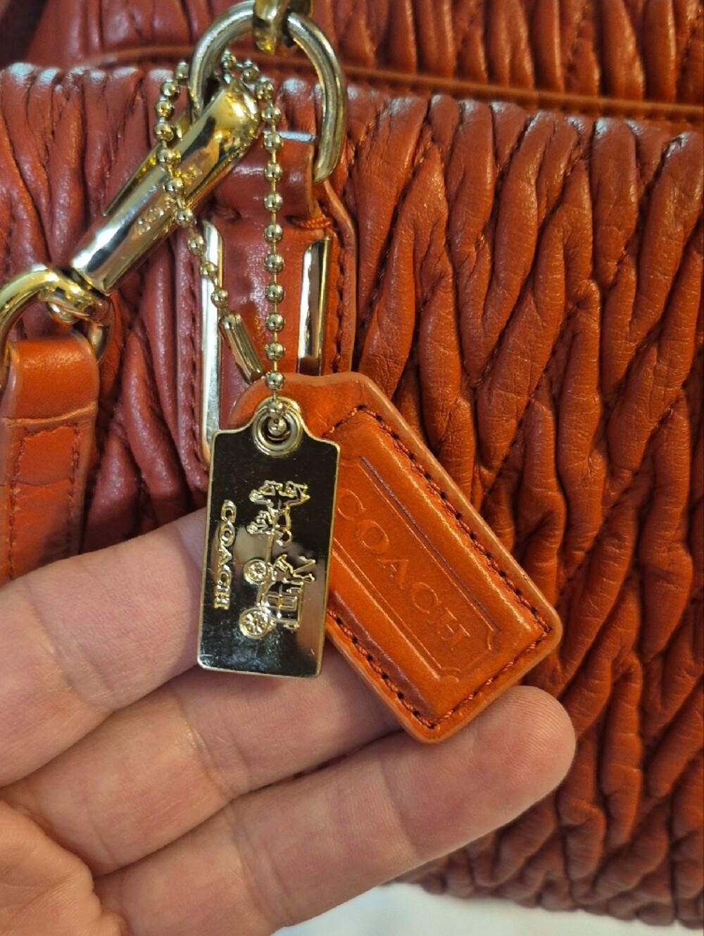 Coach MINI Coral Quilted Leather Shoulder Bag with Gold Hardware - Picture 2 of 10